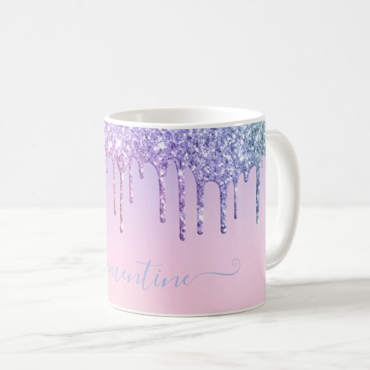Rainbow Glitzer funkelt Skript moderne gürtelhafte Kaffeetasse (VorderseiteRechts)