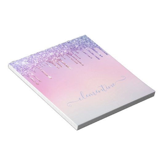 Rainbow Glitzer funkelt Skript moderne gürtelhafte Notizblock (angewinkelt)