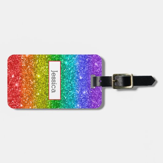 Rainbow-Glitzer Gepäckanhänger (Vorderseite horizontal)