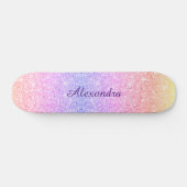 Rainbow Glitzer Girly Sparkle Custom Personalisier Skateboard (Horizontal)