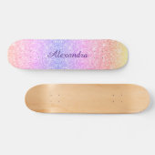 Rainbow Glitzer Girly Sparkle Custom Personalisier Skateboard (Horizontal)