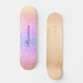 Rainbow Glitzer Girly Sparkle Custom Personalisier Skateboard (Vorderseite)