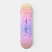 Rainbow Glitzer Girly Sparkle Custom Personalisier Skateboard (Vorne)