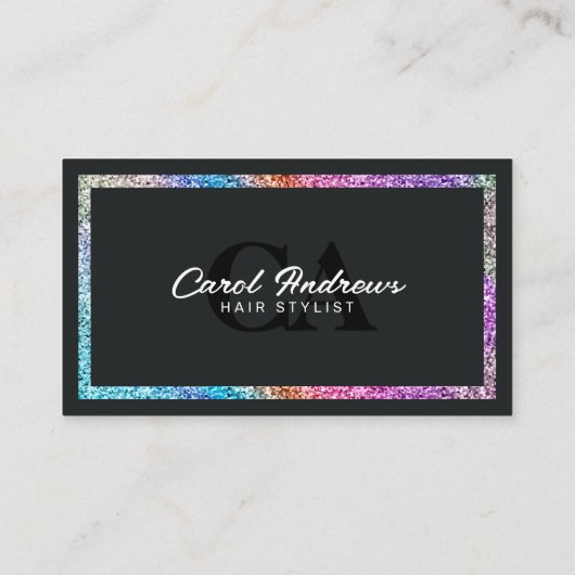 Rainbow Glitzer Glam Hair Stylist Treuekarte (Rückseite)