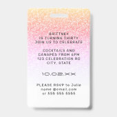 Rainbow Glitzer Glam VIP Pass 30. Einladung Ausweis (Rückseite)