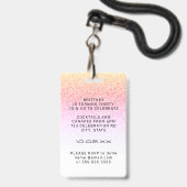 Rainbow Glitzer Glam VIP Pass 30. Einladung Ausweis (Rückseite mit Lanyard)