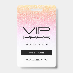 Rainbow Glitzer Glam VIP Pass 30. Einladung Ausweis