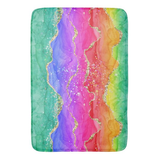 Rainbow Glitzer Gold Agate Badematte (Vorderseite Vertikal)