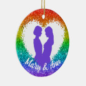 Rainbow Glitzer Heart LGBT Lesbische Weihnachtsnam Keramik Ornament (Rechts)