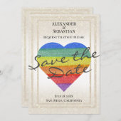 Rainbow Glitzer Herzstück  Individuelle Namen Einladung (Vorne/Hinten)