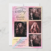 Rainbow Glitzer holografisch 5 Fotos süß 16 Einladung (Rückseite)