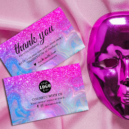 Rainbow Glitzer holografisch danke Visitenkarte