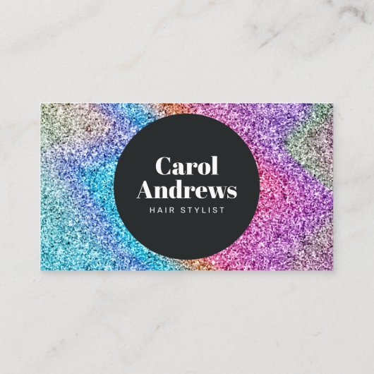 Rainbow Glitzer Holographic Hair Salon Visitenkarte (Rückseite)