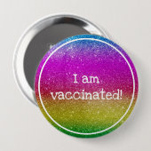 Rainbow Glitzer I Bin geimpft Button (Vorne & Hinten)