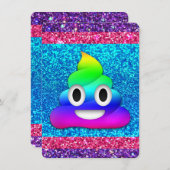 Rainbow Glitzer kacke Emoji-Einladung Einladung (Vorne/Hinten)