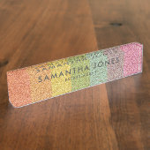 Rainbow Glitzer Klassische Personalisierte Namenss Namensplakette (Seite)
