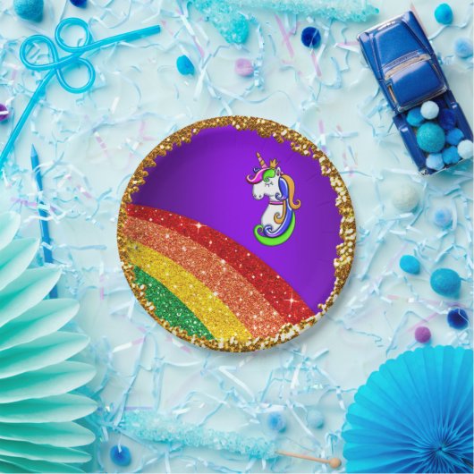Rainbow Glitzer Lila Unicoron Party Paper Teller (Party)