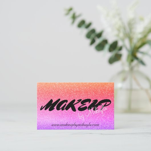 Rainbow Glitzer Makeup Style Hair Visitenkarte (Stehend Vorderseite)