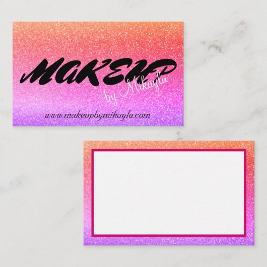 Rainbow Glitzer Makeup Style Hair Visitenkarte (Vorne/Hinten)
