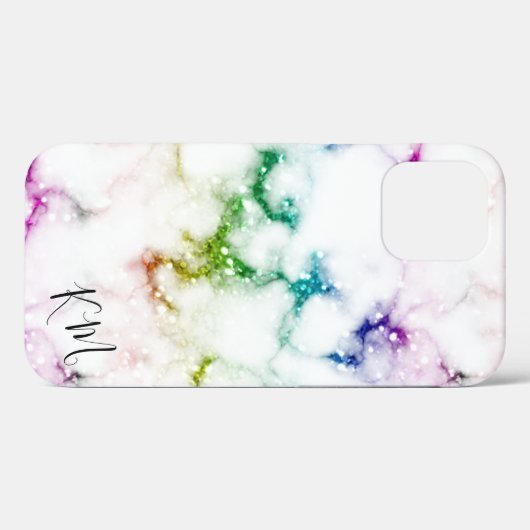 Rainbow Glitzer Marble Personalisiert Case-Mate iPhone Hülle (Rückseite (Horizontal))