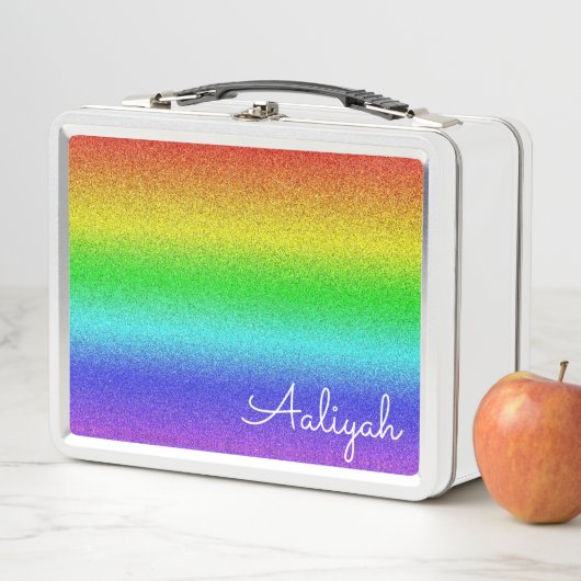 Rainbow-Glitzer Metall Brotdose (Beispiel)