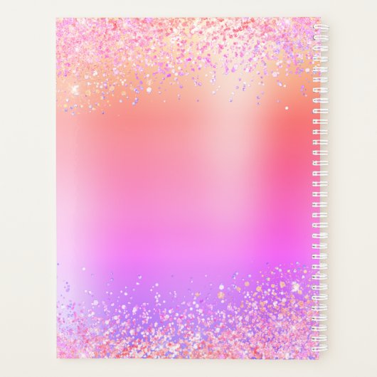 Rainbow Glitzer Metallic Monogram 2023 Boss Lady Planer (Rückseite)