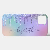 Rainbow Glitzer Monogram Case-Mate iPhone Hülle (Rückseite (Horizontal))