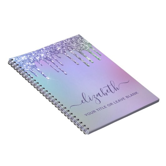 Rainbow Glitzer Monogram Notizblock (Rechte Seite)