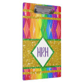 Rainbow Glitzer Monogram Prix Raute Diamond Klemmbrett (Rechts)