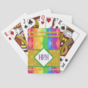 Rainbow Glitzer Monogram Prix Raute Diamond Spielkarten