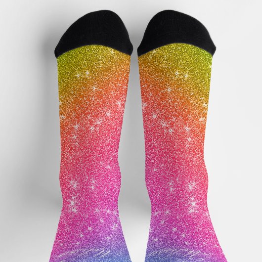 Rainbow Glitzer Monogram Socken (Oben)