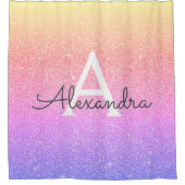 Rainbow Glitzer Monogramm Name Badezimmer Duschvorhang (Vorderseite)