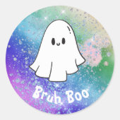Rainbow Glitzer niedlich Ghost boo Custom kids Runder Aufkleber (Vorderseite)
