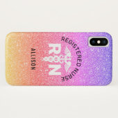 Rainbow Glitzer Nurse Medical Caduceus personalisi Case-Mate iPhone Hülle (Rückseite (Horizontal))