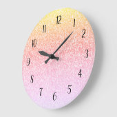 Rainbow Glitzer Ombre Glam Große Wanduhr (Winkel)