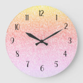 Rainbow Glitzer Ombre Glam Große Wanduhr (Vorderseite)