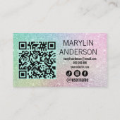 Rainbow Glitzer Ombre Lash Tech QR Code Scannable Visitenkarte (Rückseite)