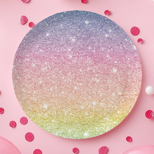 Rainbow Glitzer Ombre Pappteller