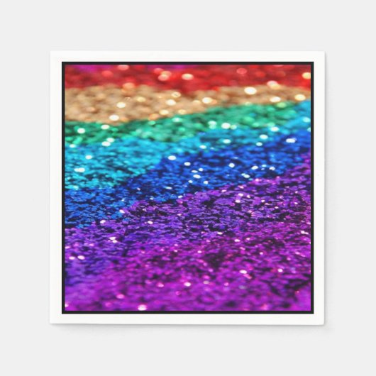 Rainbow Glitzer Paper Party Napkins Serviette (Vorderseite)