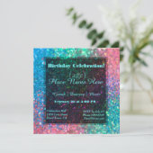 Rainbow-Glitzer-Party Einladung (Stehend Vorderseite)