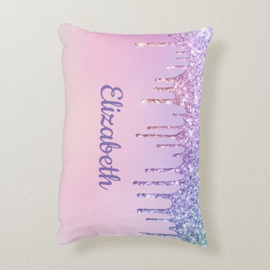 Rainbow Glitzer Personalisiert Dekokissen (Rückseite(Vertikal))