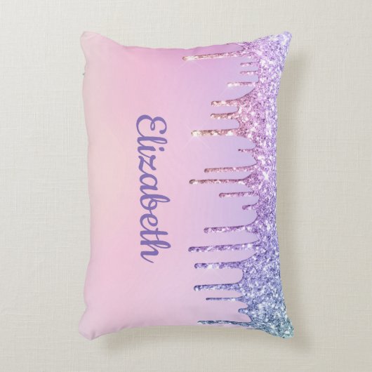 Rainbow Glitzer Personalisiert Dekokissen (Vorderseite(Vertikal))