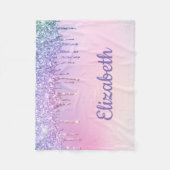 Rainbow Glitzer Personalisiert Fleecedecke (Vorderseite)