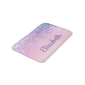 Rainbow Glitzer Personalisiert Girl Badematte (Schrägansicht)