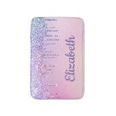 Rainbow Glitzer Personalisiert Girl Badematte (Vorderseite Vertikal)
