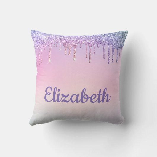 Rainbow Glitzer Personalisiert Kissen (Rückseite)