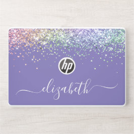 Rainbow Glitzer Personalisiert Lila HP Laptop-Aufkleber