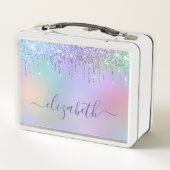 Rainbow Glitzer Personalisiert Metall Brotdose (Rückseite)