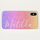 Rainbow Glitzer Personalisiert Name Script Case-Mate iPhone Hülle (Rückseite (Horizontal))