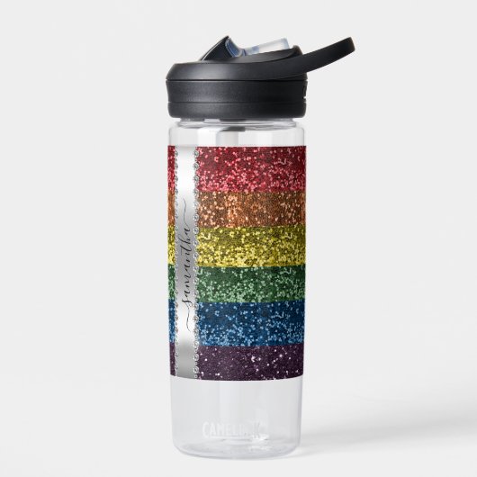 Rainbow-Glitzer Personalisierter Name Trinkflasche (Links)